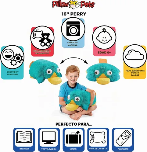 Vista 5 de My Pillow Pets Authentic Disney Perry - Almohada plegable de felpa, 18 pulgadas, tamaño grande