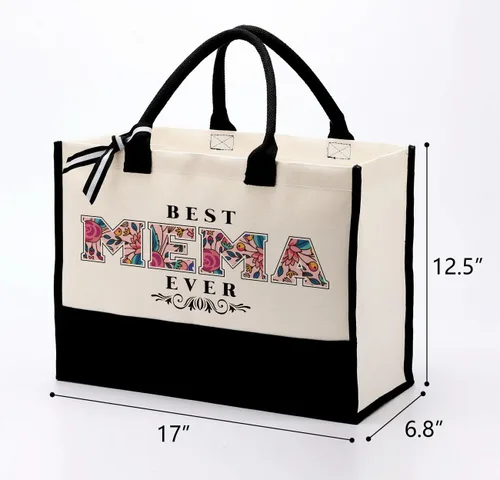 Vista 3 de Gkwa Canvas Tote Bag for Gifting, Women Cotton Canvas Bag, Reusable Shopping Bag