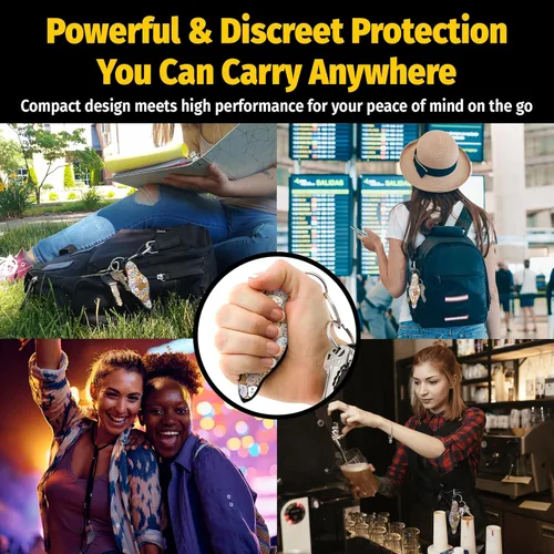 Vista 2 de MUNIO Llavero de autodefensa, elegante y portátil, herramienta de seguridad para mujeres y hombres, no letal, aprobado por la TSA, fabricado en Gatos