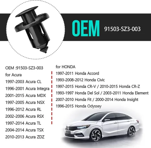 Vista 3 de TOPCNOEM 40 clips para guardabarros de parachoques, kit de tornillos de expansión de clip de guardabarros de 0.394 in compatible con Honda CR-V