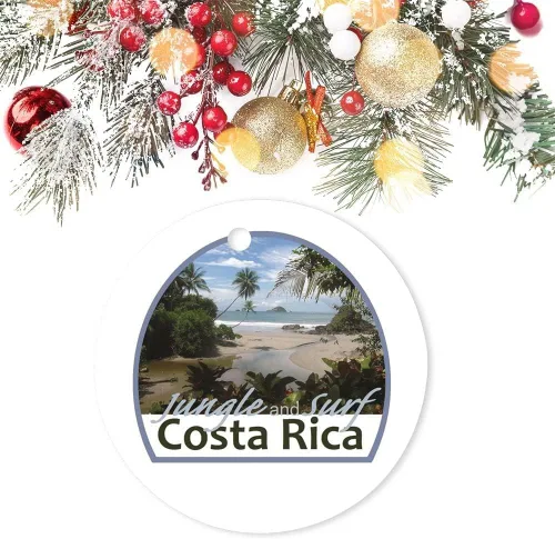 Vista 3 de Adornos navideños de Costa Rica, selva y surf, paisaje de playa, adorno de cerámica, decoración del hogar, colgantes colgantes, adorno de Navidad