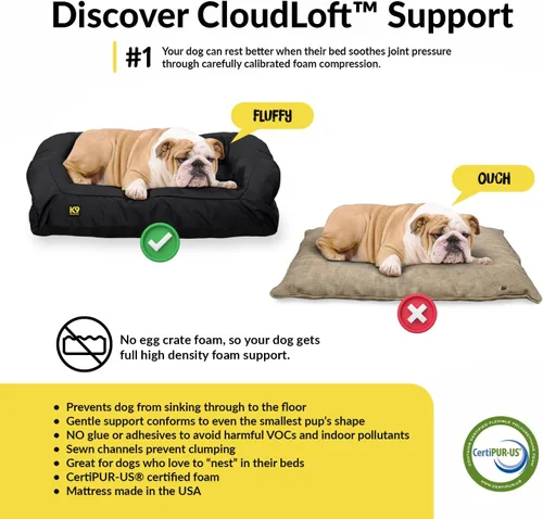 Vista 5 de K9 Ballistics Tough Bolster Cama Sofá Almohada Anidable para Perros para Razas Toy y Extra Pequeñas - Duradera, Resistente al Agua con Funda