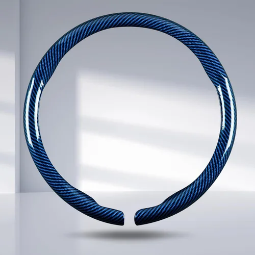 Vista 10 de Funda para volante de automóvil de fibra de carbono a presión, accesorios para volante, envoltura 14.5-15 pulgadas, agarre universal antideslizante