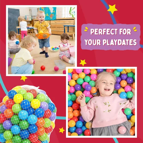 Vista 8 de Playz 200 mini bolas de plástico suave en 8 colores y Playz 5 piezas Pop Up Play Carpa, túneles de arrastre y aro de baloncesto