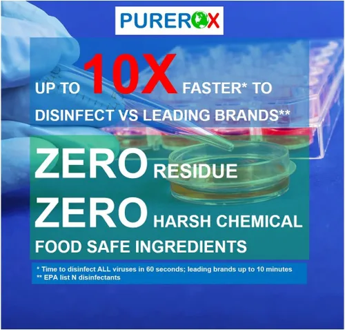 Vista 2 de PUREROX Desinfectante [9 x 32oz] Elimina el 99.99% de virus, norovirus, VIH, MRSA, bacterias y hongos. Grado hospitalario. Seguro para usar