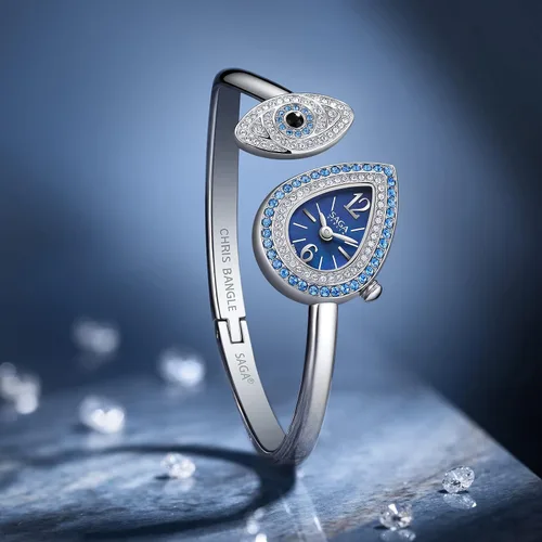 Vista 7 de SAGA Women's Bangle Crystal Collection Inspired Design Bracelet Watch