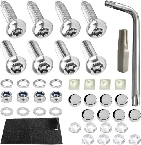 Vista 7 de XINLIYA - Kits de tornillos antirrobo para placa de matrícula - Hardware de montaje de placa de matrícula de acero inoxidable a prueba de óxido