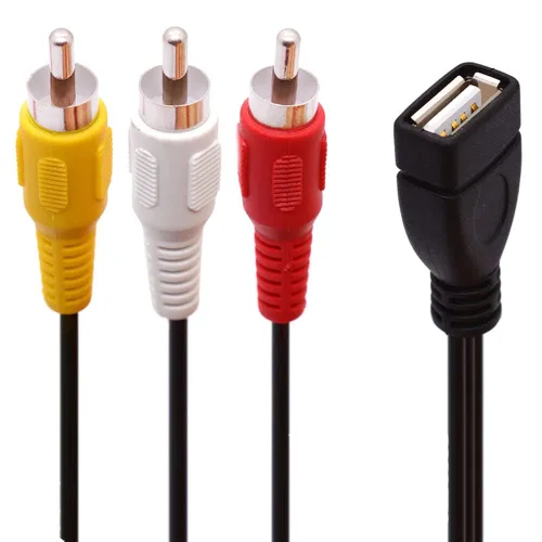 Vista 5 de Cable USB a 3 RCA, 8 pulgadas USB 2.0 A hembra a 3RCA macho tarjeta de captura de audio y video AV Cable adaptador compuesto (USB F/3RCA M)