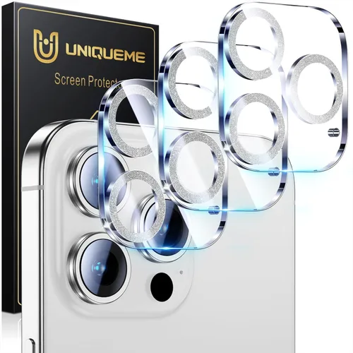 Vista 8 de UniqueMe para Paquete de 3 Protectores de Lente de Cámara para iPhone 15 Pro/iPhone 15 Pro Max, [Protección contra Caídas] [Compatible con Fundas]