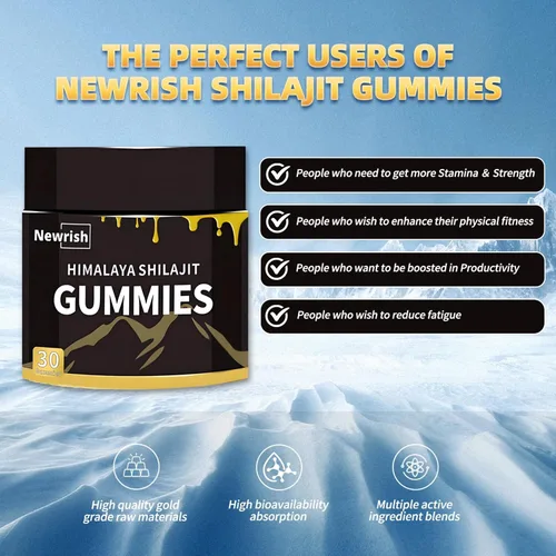 Vista 6 de Shilajit - Gomitas shilajit del Himalaya sin azúcar añadido, Ashwagandha, ácido fúlvico Gokshura y más de 85 minerales traza para hombres, mujeres
