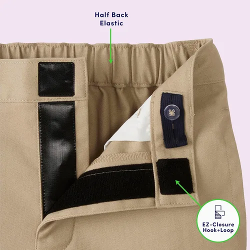Vista 5 de French Toast Pantalones cortos adaptables con frente plano para niño con cierre de velcro y cintura elástica