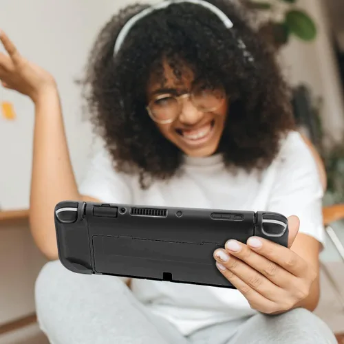 Vista 6 de Switch OLED - Funda protectora para Nintendo Switch OLED modelo 2021, compatible con Switch OLED y Joy-Con Controller Grip Case con protector