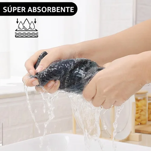 Vista 2 de Homaxy Paquete de 4 toallas de cocina 100% algodón, 13 x 28 pulgadas, negro Negro & gris