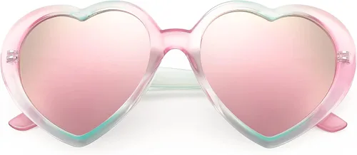 Vista 3 de FEISEDY Gafas de sol polarizadas en forma de corazón de gran tamaño para mujer, UV400 B2337