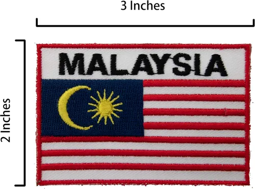 Vista 2 de Parche bordado de banderas nacionales de Malasia coser para bolsos, alfileres de solapa banderas de Malasia, recuerdo de viaje mundial NO.004A