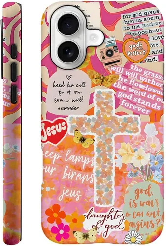 Vista 54 de DAIZAG Funda compatible con iPhone 11, funda duradera de protección contra golpes para niñas y mujeres, cruz bíblica, collage de flores