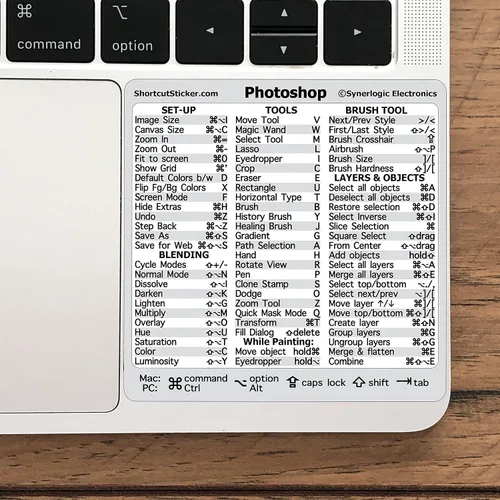 Vista 6 de Synerlogic para Adobe Collection 7 en 1 Adhesivo de acceso directo de teclado de referencia rápida para cualquier MacBook o PC con Windows