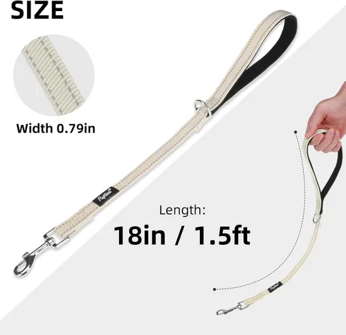 Vista 6 de PUPTECK Correa reflectante para perro con cómodo mango acolchado, correa de nailon duradera para perros pequeños, medianos y grandes, gatos Beige