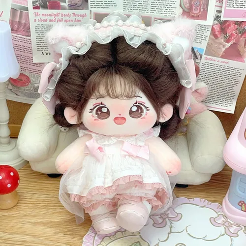 Vista 3 de CALEMBOU Muñeca de peluche - Muñeca de algodón suave y linda de 20 cm de anime kawaii con disfraz de esqueleto y ropa (Chacha)
