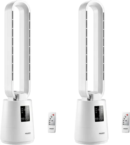 Vista 9 de ROVSUN Ventilador inteligente sin aspas, ventilador de torre sin aspas de 22 pulgadas con iluminación ambiental, ventilador de torre oscilante