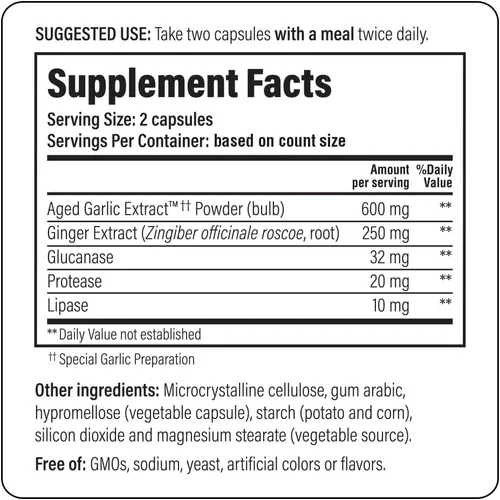 Vista 3 de Kyolic, Aged Garlic Extract, Formula de limpieza de candida y digestión, Fórmula 102, 200 cápsulas vegetarianas, 10231, 1, 1