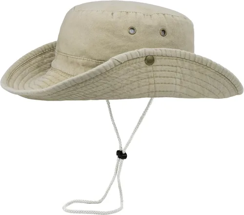 Vista 8 de Sombreros para el sol para hombre con protección UV, ala ancha, sombrero de safari de pesca Blanco