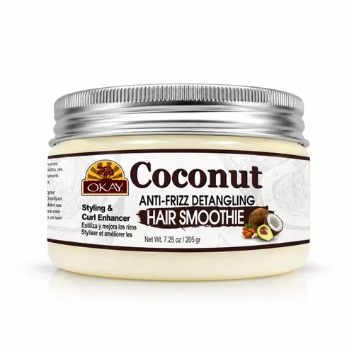 Vista 8 de Okay Batido desenredante de coco antiencrespamiento para el cabello, 17 onzas, blanco, 17 onzas