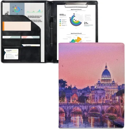 Vista 16 de Flashideas Organizador de padfolio de flores azules y rosadas, carpeta de negocios, carpeta de negocios, organizador de documentos para entrevista