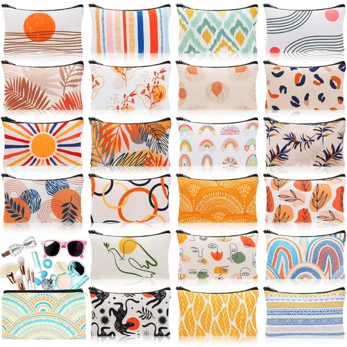 Vista 15 de 24 piezas bolsas de maquillaje a granel, bolsas de cosméticos de lona, organizador de bolso, bolsa cosmética con cremallera, bolsa de tocador
