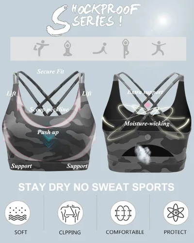 Vista 119 de Brasieres deportivos para mujer, con relleno, tipo camiseta sin mangas, sexis, con espalda cruzada, de alto impacto, largos, ideales para practicar
