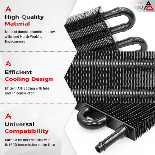 Vista 5 de Kit enfriador de transmisión de tubos y aletas Ultra-Cool de 4 pasos universal 402 de aluminio negro con kit de enfriador de aceite de 5/16