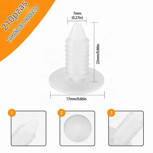 Vista 2 de 210 piezas de clips de sujeción para parachoques de coche, clips de sujeción de 1" para parachoques de coche para barrera de vapor, clips