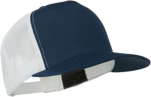 Vista 4 de Gorra clásica del Snapback del camionero de malla de dos tonos de 5 paneles - blanco marino