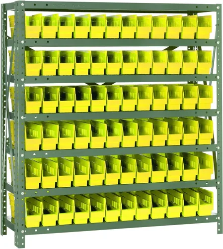 Vista 354 de Quantum QSBU-245BK Heavy Duty Shelving Unit with (7) Shelves and (24) QUS245 Black Bins for Garage Warehouse Storage Distribution 400 lb Load