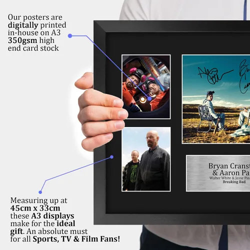 Vista 3 de HWC Trading Bryan Cranston & Aaron Paul Breaking Bad Walter White & Jesse Pinkman 16 x 12 pulgadas (A3) - Regalos impresos con autógrafo