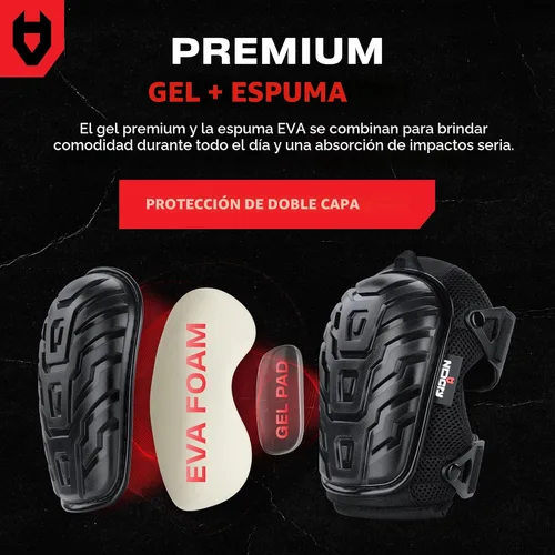 Vista 4 de NoCry Rodilleras profesionales de gel para trabajo con suave espuma y cojín de gel — Capa resistente, correas ajustables reforzadas, remaches
