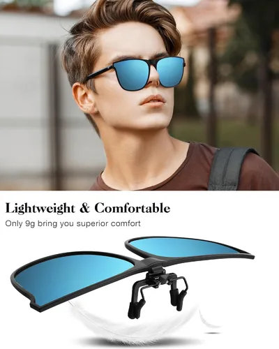 Vista 6 de 3 pares de lentes de sol polarizados de gran tamaño con clip, grandes antirreflejos, TR90, marco ligero y abatible, gafas de conducción para mujeres
