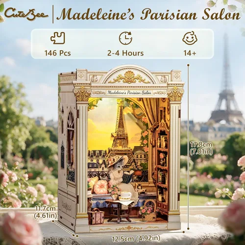 Vista 2 de CUTEBEE Kit de rincón de libros, rompecabezas de madera 3D en miniatura