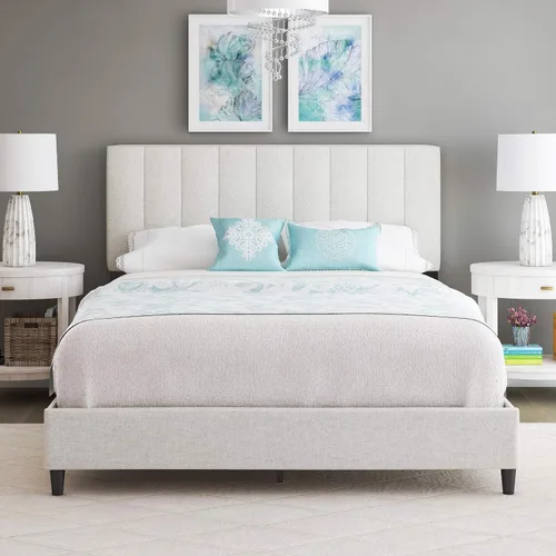 Vista 11 de Boyd Sleep Pisa - Base de cama de terciopelo azul tamaño Queen totalmente tapizada con cabecero ajustable, no requiere somier, fácil montaje, sin
