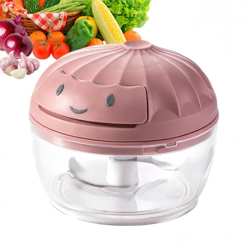 Vista 10 de Procesador manual de alimentos, picador de verduras, mini cortador de ajo con cuerda de mano, cortador de cebolla para verduras, jengibre, frutas