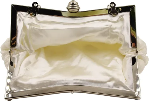 Vista 5 de RARITYUS Bolso de noche para mujer con forma de rosa de satén sedoso con elegante asa de metal para fiesta boda