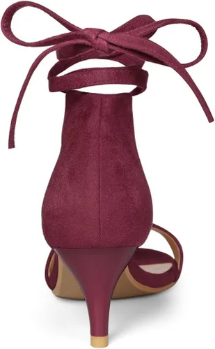 Vista 4 de Allegra K Sandalias con cordones de tacón de gatito para mujer