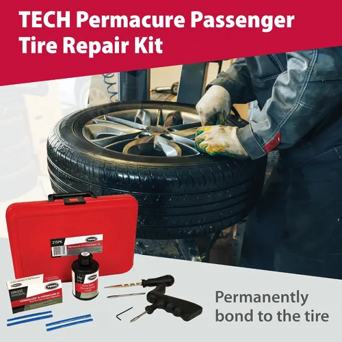 Vista 2 de TECH Permacure - Kit de tapones para neumáticos de pasajeros, el kit de reparación de neumáticos planos ideal para automóviles de pasajeros