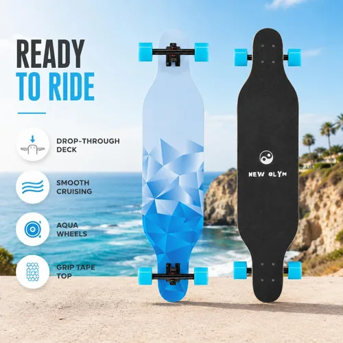 Vista 7 de Patineta Longboard de 41 Pulgadas, 8 Capas de Arce Canadiense, Longboards de Caída Libre para Jóvenes y Principiantes