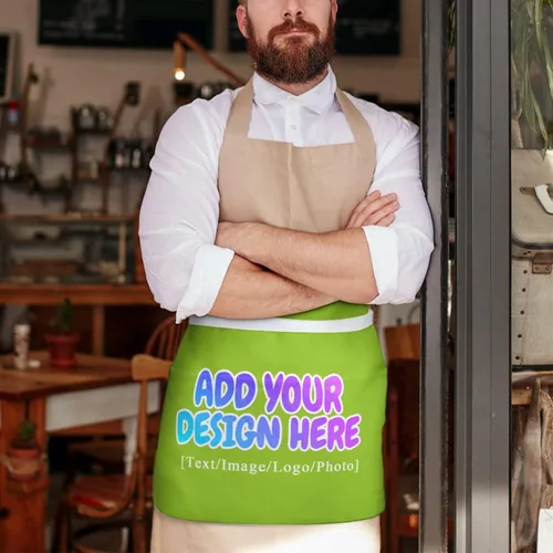 Vista 170 de AXKEUDO Delantal personalizado con bolsillos, delantales de cintura para camarera para cocinar en casa, restaurante, servir trabajo