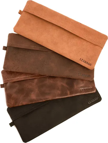 Vista 6 de LEABAGS Estuche de cuero para lápices, Negro, Grande, Vintage
