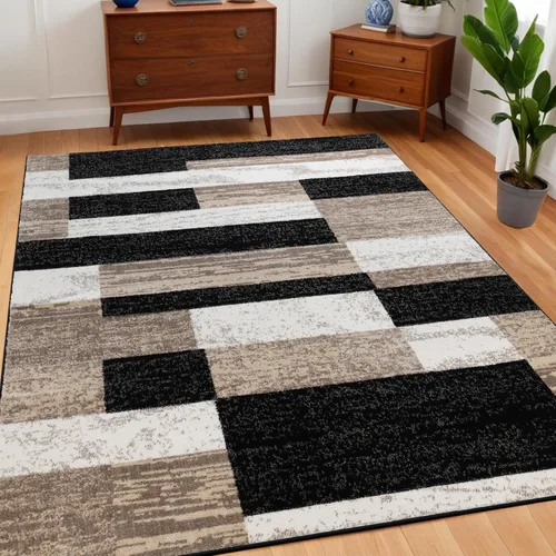 Vista 45 de Superior - Alfombra de pasillo, reverso de yute, moderna, geométrica, para dormitorio, oficina, sala de estar, entrada, suelo de madera dura