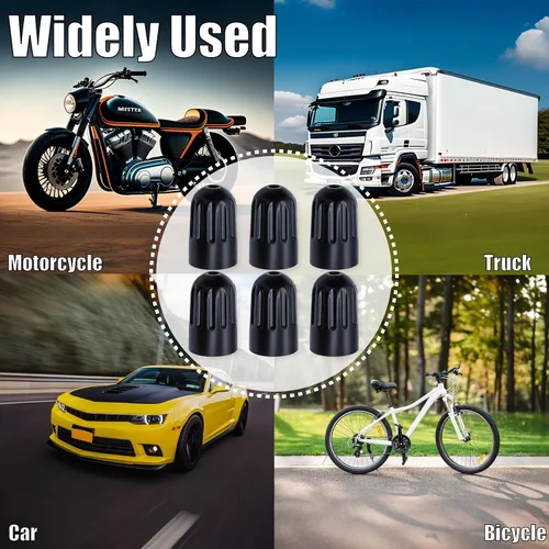 Vista 8 de 10 piezas de tapas de válvula de neumático TPMS con vástago largo, tapas de válvula de rueda de plástico negro para TPMS TR20008, tapas de vástago