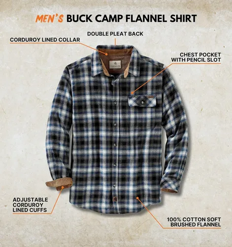 Vista 4 de Legendary Whitetails Camisa de franela de manga larga con botones para hombre, 100% algodón