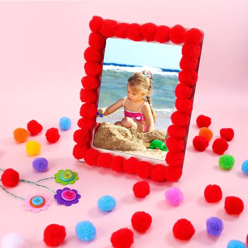 Vista 7 de Caydo 200 pompones rojos de 1 pulgada esponjosos para manualidades, decoración del día de San Valentín, decoración del día de San Valentín